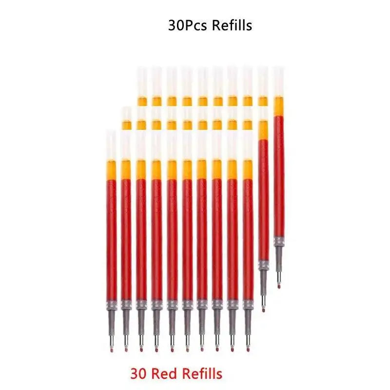10/30PCS Gel Pens Refills Set Kawaii Stationery Writing Pen Black/Red/Blue Ink 0.5 mm Ballpoint Pen For Office & School Supplies