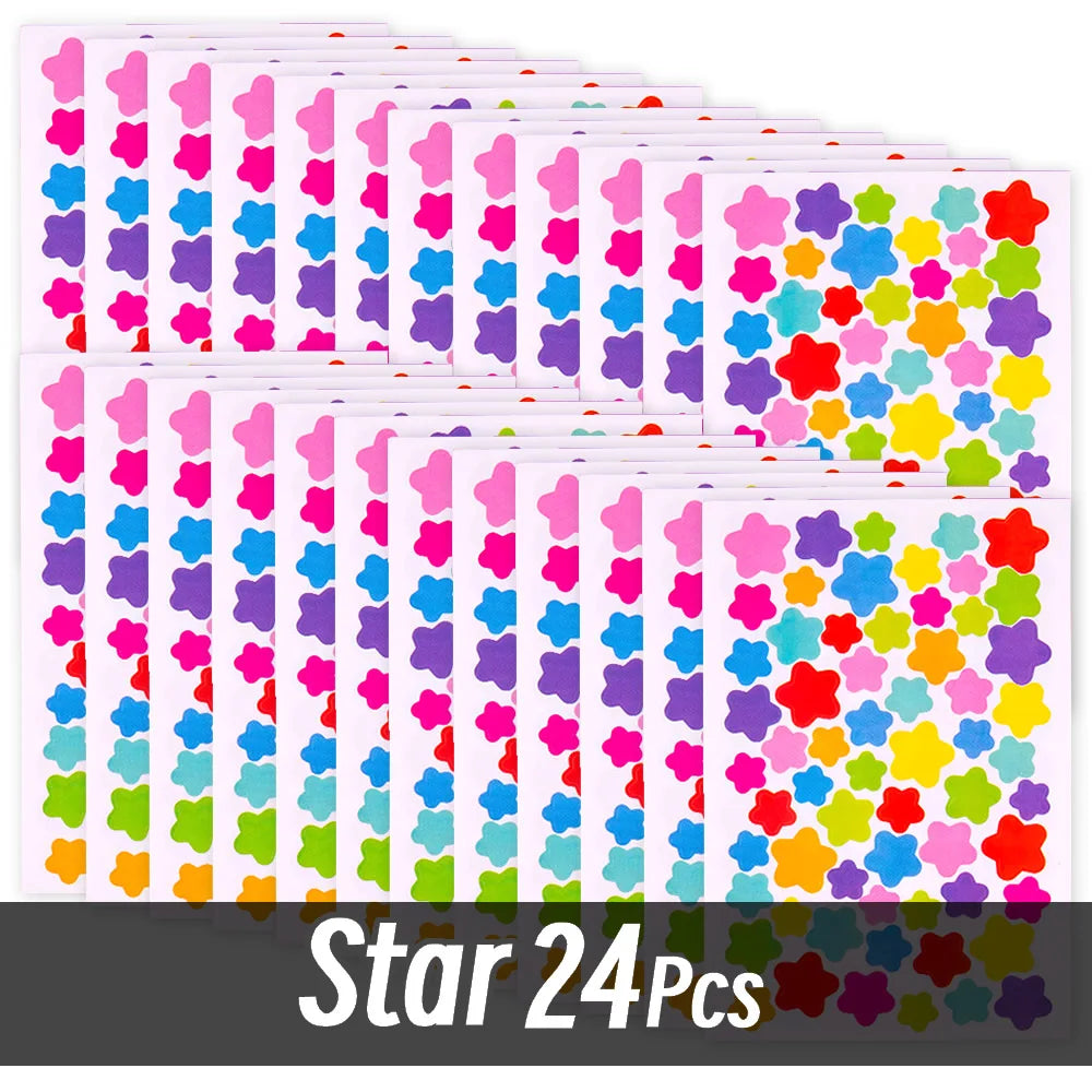 4200 Sheet Heart/Circle/Stars Reward Sign Stickers Pack DIY Skateboard Suitcase Stationery Decals Decor Phone Laptop Gift Toys