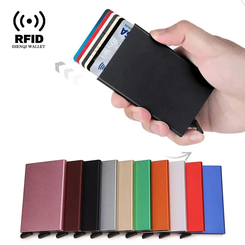 Smart RFID Credit Card Holder, Metal Thin Slim Blocker, Smart Wallet Men And Women Wallets ,Pop Up Minimalist Small Black Purse Mini Wallets for Security Men and Woman, Many Beautiful Pocket Wallet Colors