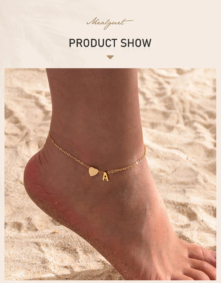 All Letters Anklet, Women Heart Initial Anklet Bracelets Adjustable Beach Jewelry Hypoallergenic Stainless Steel Personalized Name Foot Chain Anklet
A Anklet, B Anklet, C Anklet, D Anklet, E Anklet, F Anklet, G Anklet, H Ankl