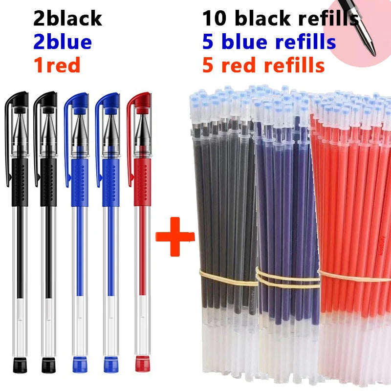 Retractable Ballpoint pen Set Black/red/blue ink for writing 0.5mm Gel Pen refills Office accessories school supplies Stationery