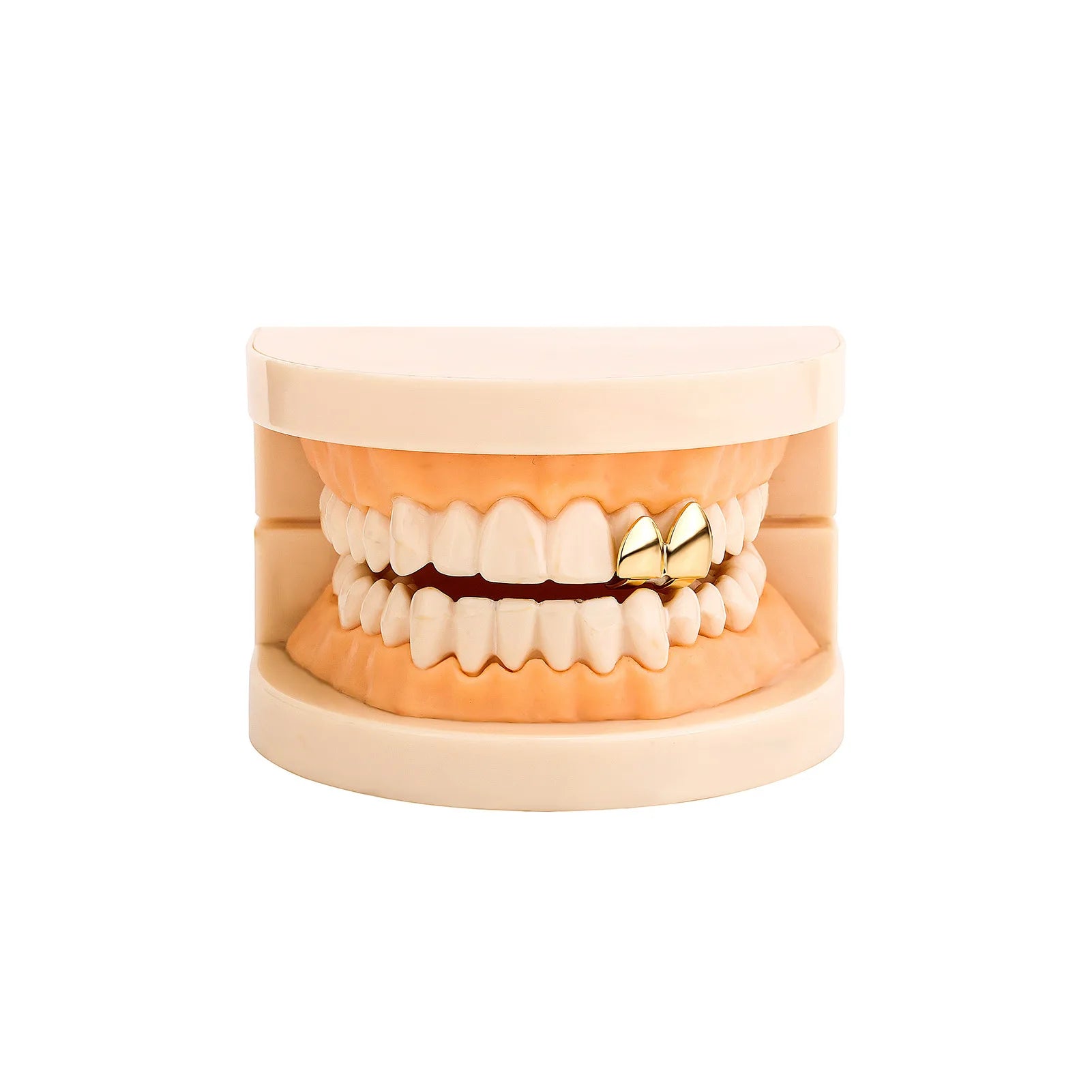 Simple Hip Hop Double Glossy Teeth Grillz Gold And Silver Color, Tooth Caps Fangs Dental Grills For Women And Men, Jewelry Cosplay Gift