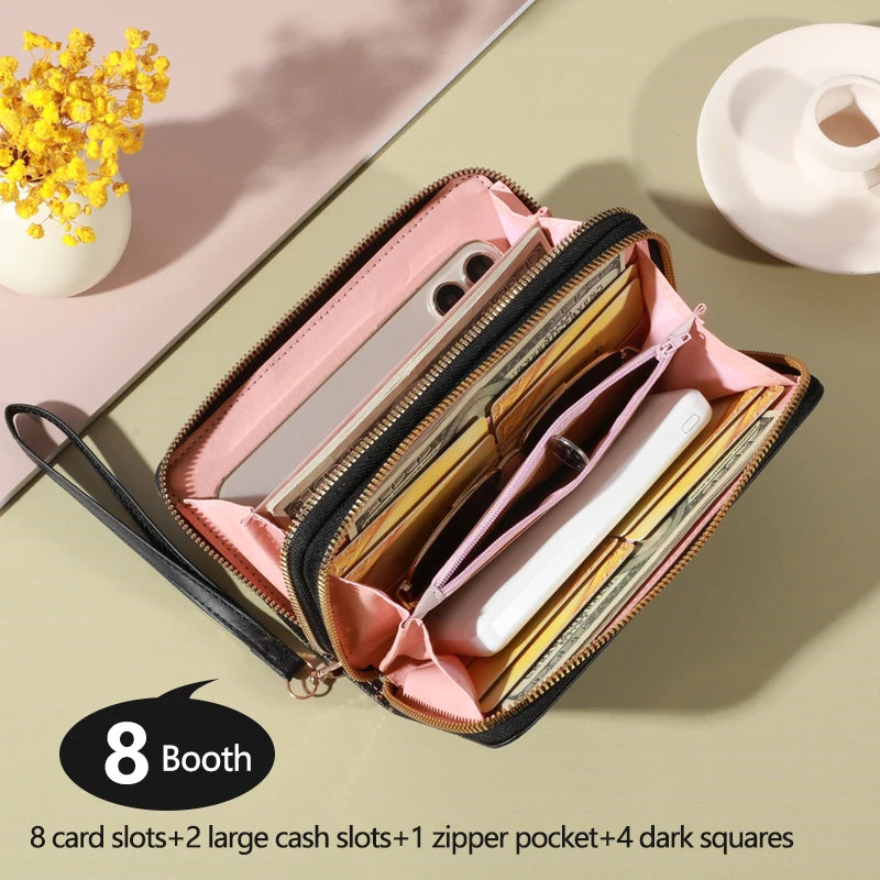 Stylish Classic Wallet, Large Capacity Clutch Purse With Zipper, Card Holder With 8 Slots And Multiple Compartments, Elegant Hand Clutch