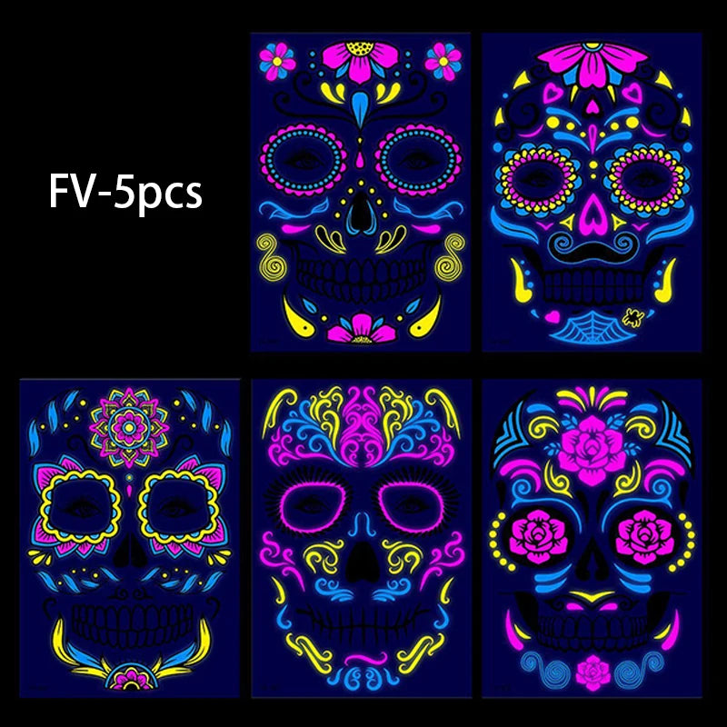 Face Festival Tattoo Costume Party Stickers Halloween Waterproof Temporary Tattoo Stickers Makeup Body Dress Up Decoration