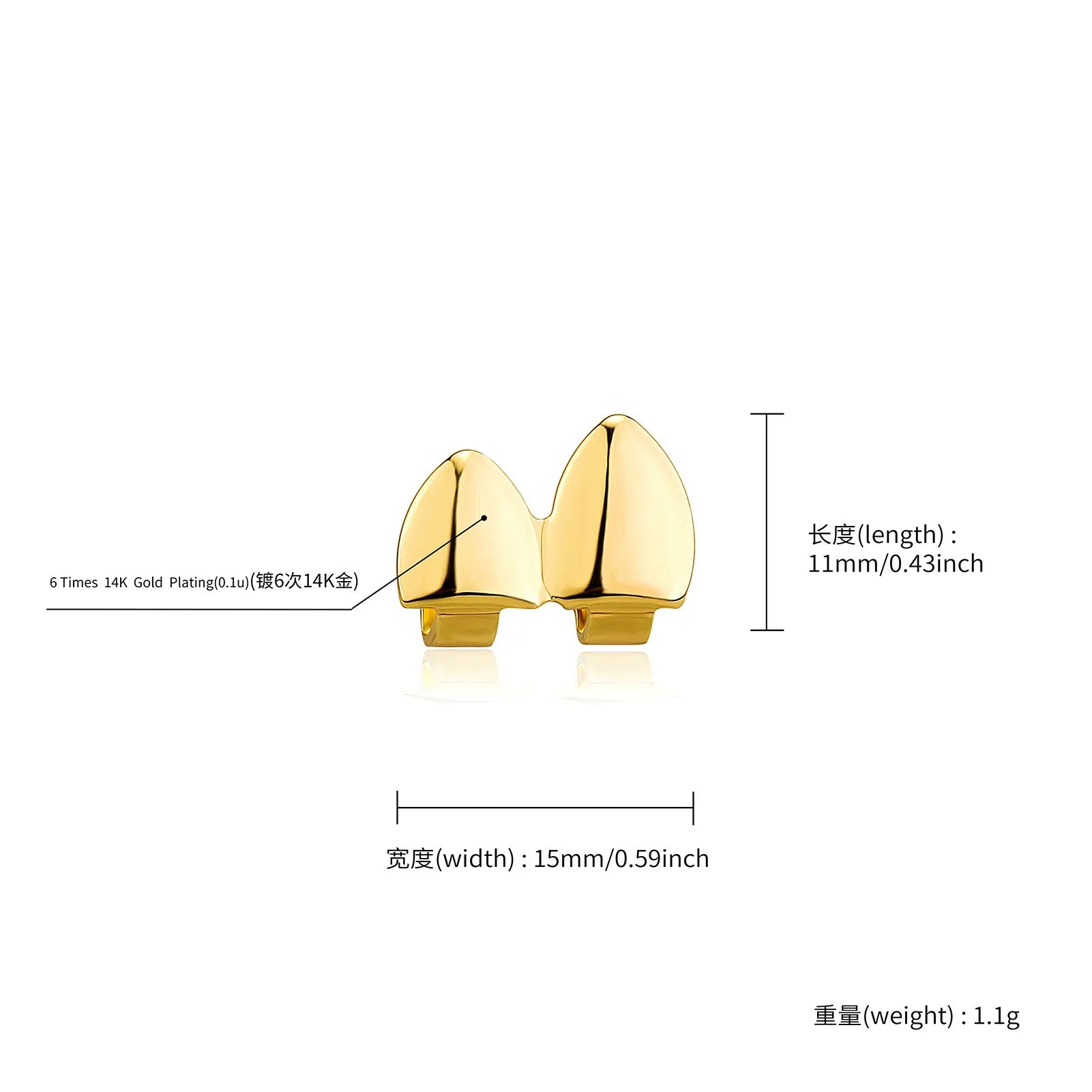 Simple Hip Hop Double Glossy Teeth Grillz Gold And Silver Color, Tooth Caps Fangs Dental Grills For Women And Men, Jewelry Cosplay Gift