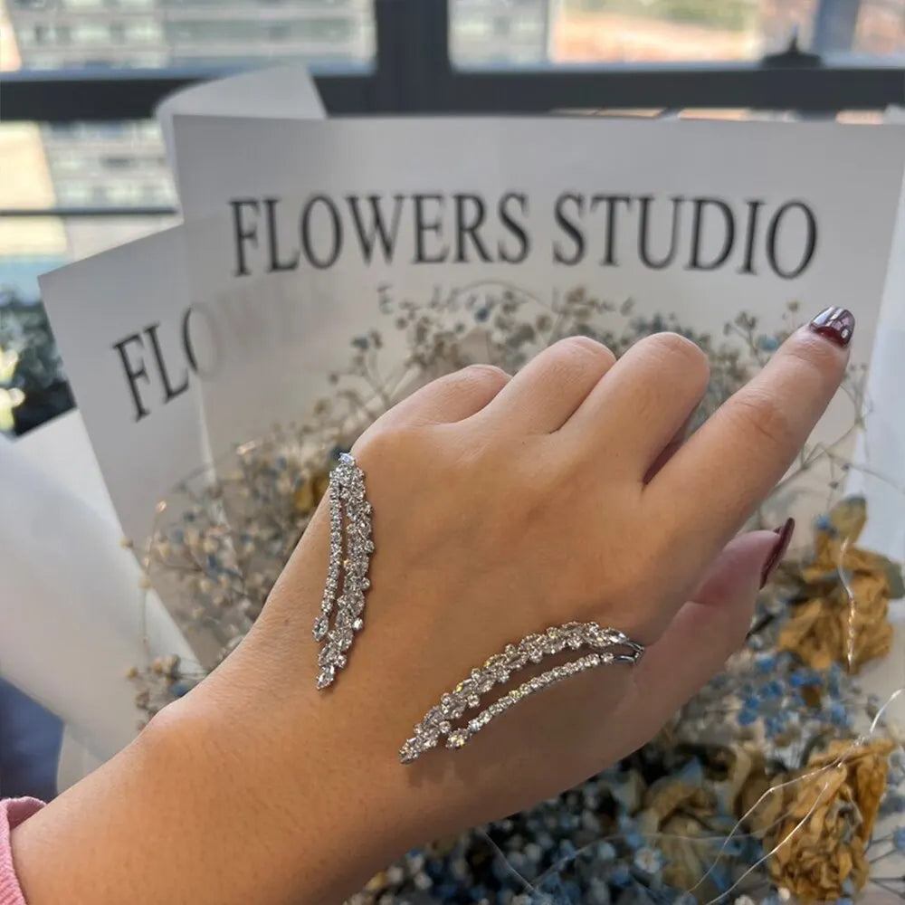 Stonefans CZ Hand Bracelets Free Shipping Summer for WOmen 2023 Palm Cuff Fashion New Wedding Party Bracelet Accessory Wholesale