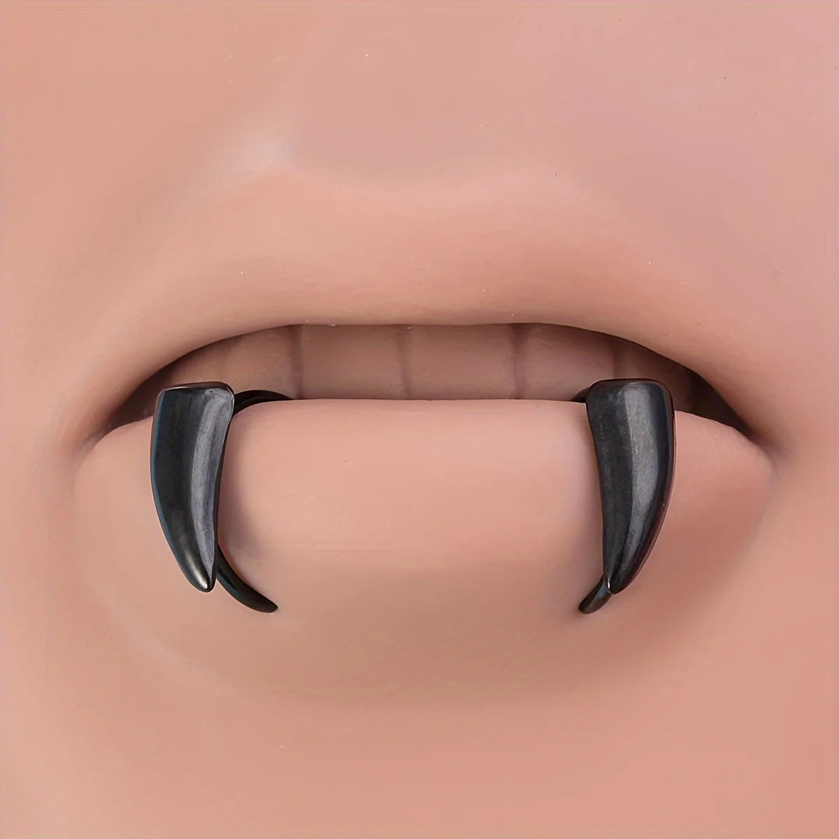 1Pair Stainless Steel Vampire Fangs Lip, Rings Hip Hop Punk Gothic, Style Fake Piercing Teeth Jewelry for Men and Women, Halloween 2025