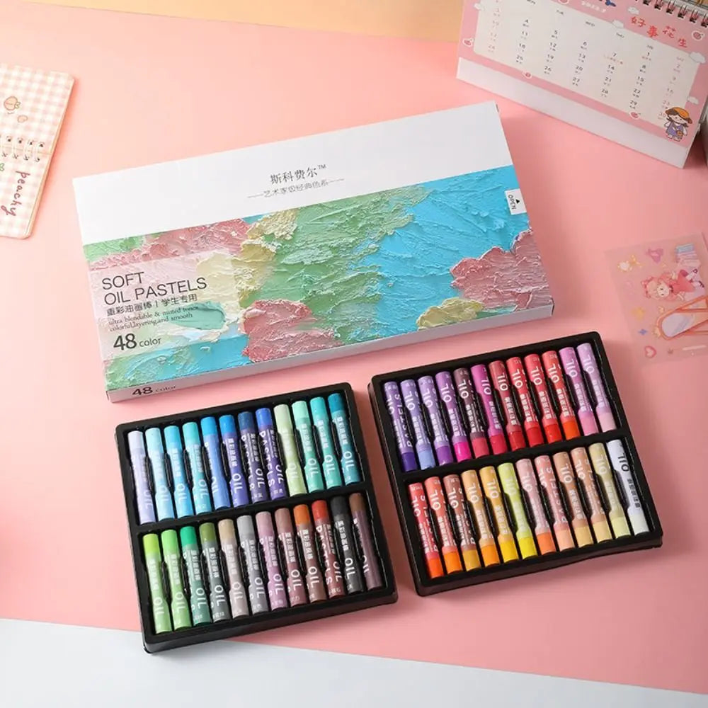 12/24/36/48PCS Colorful Morandi Oil Pastels Professional Macaron Oil Paint Beginner Art Supplies