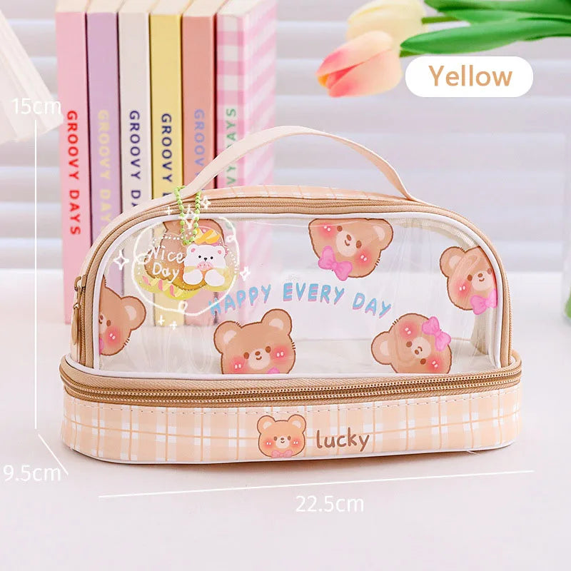 Kawaii Pencil Case Large Capacity Organizer Pen Box Pouch for Girls Back to School Supplies Cute Korean Stationery