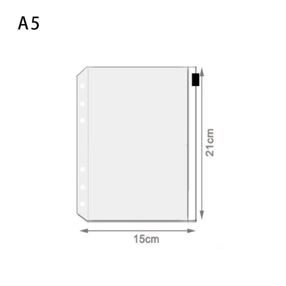 5PCS A5 File Holder School Office File Organizers Transparent A6 A7 PVC Loose Leaf Budget Binder Pouch with Zipper
