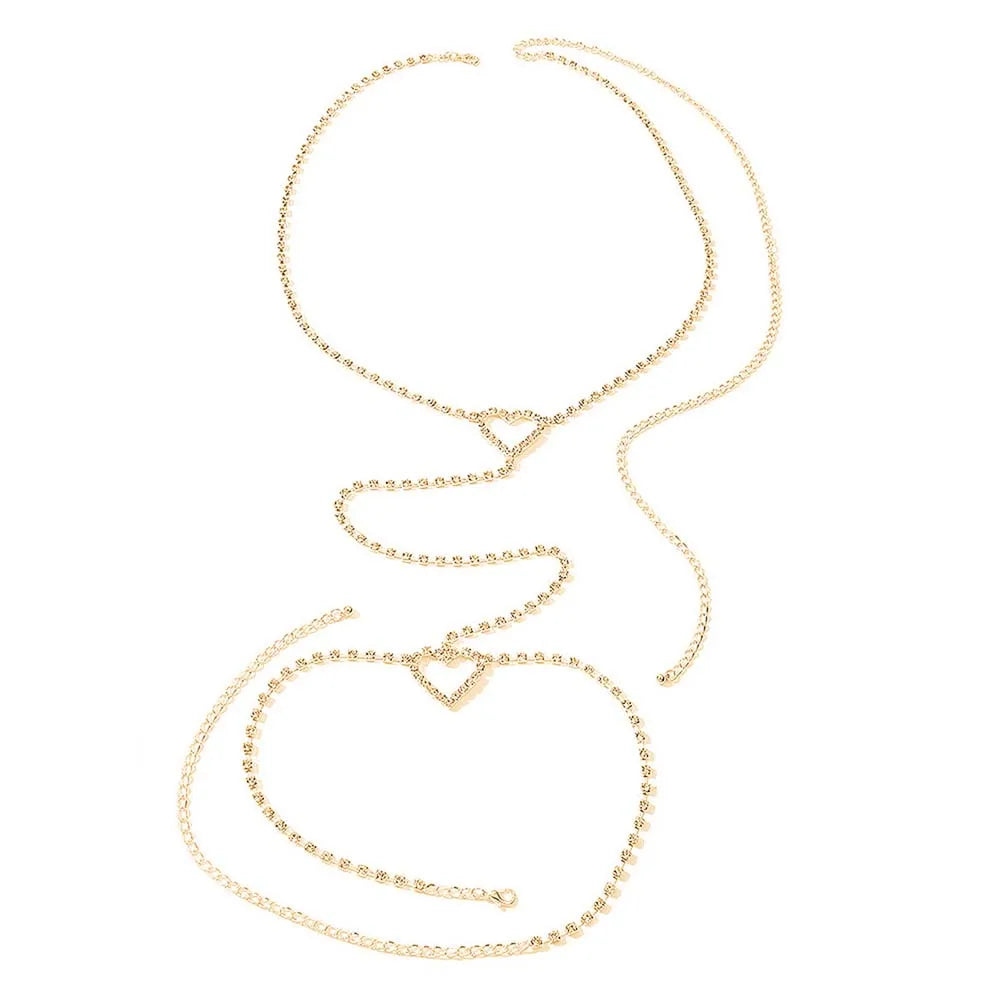 Beach Rhinestone Heart Thigh Chain Sexy Leg Women Bling Crystal Body Chain Waist Belly Rave Outfit Thigh Nightclub Dancer Gifts