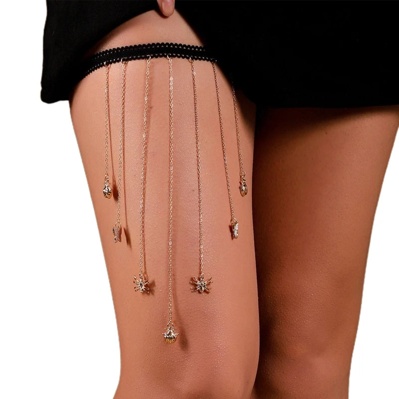 Shinning Boho Style Multi Layer Leg Harness Chain Gothic Thigh Chain for Bikini Dropshipping