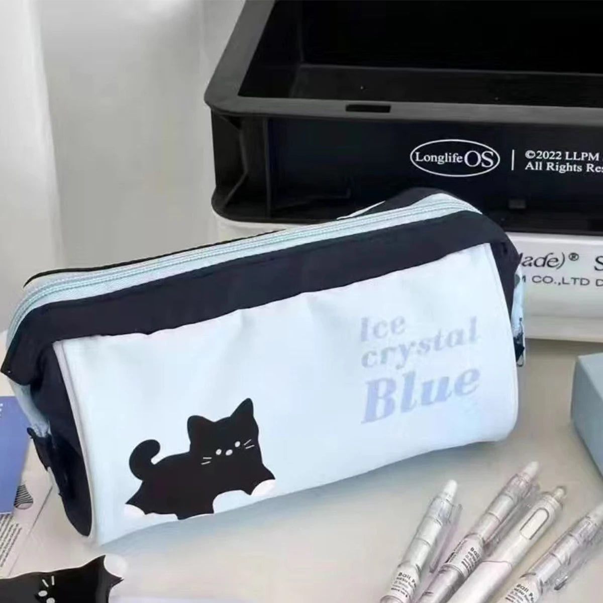 Multilayer Cute Dog Print Modular Pencil Case Ins Style Large Capacity Eco-Friendly Student Stationery Organizer & Makeup Bag