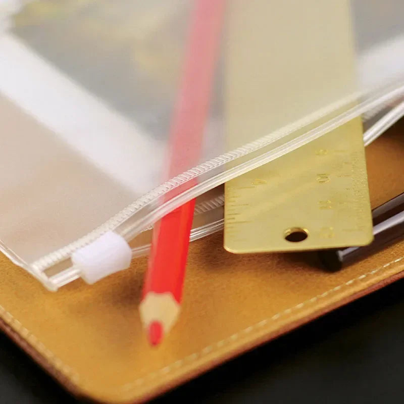 5PCS A5 File Holder School Office File Organizers Transparent A6 A7 PVC Loose Leaf Budget Binder Pouch with Zipper