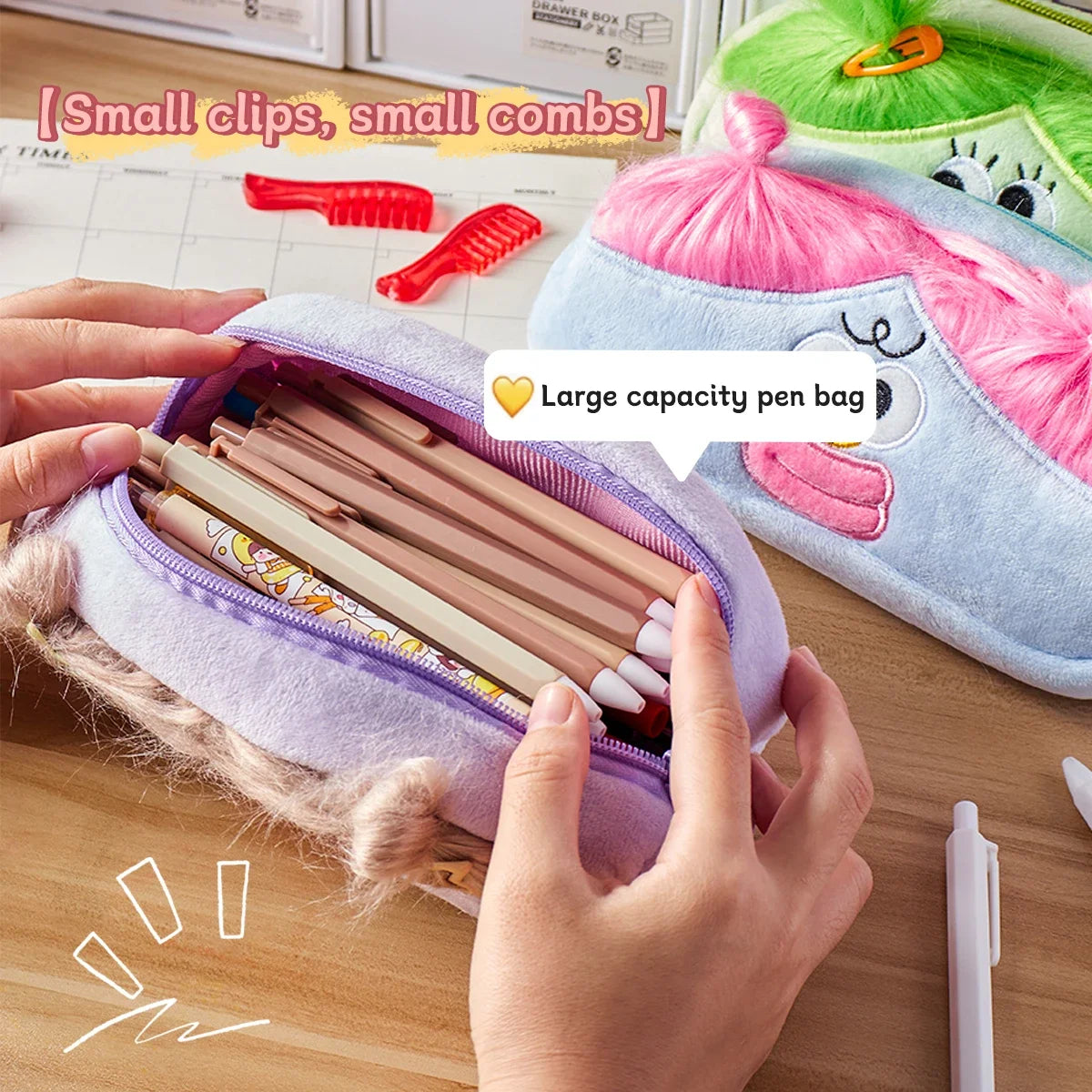Ugly Doll Plush Brand Funny Pencil Bag Girl Heart Storage Bag plus Toy Pencil Case Korean Stationery Office Cultural Supplies
