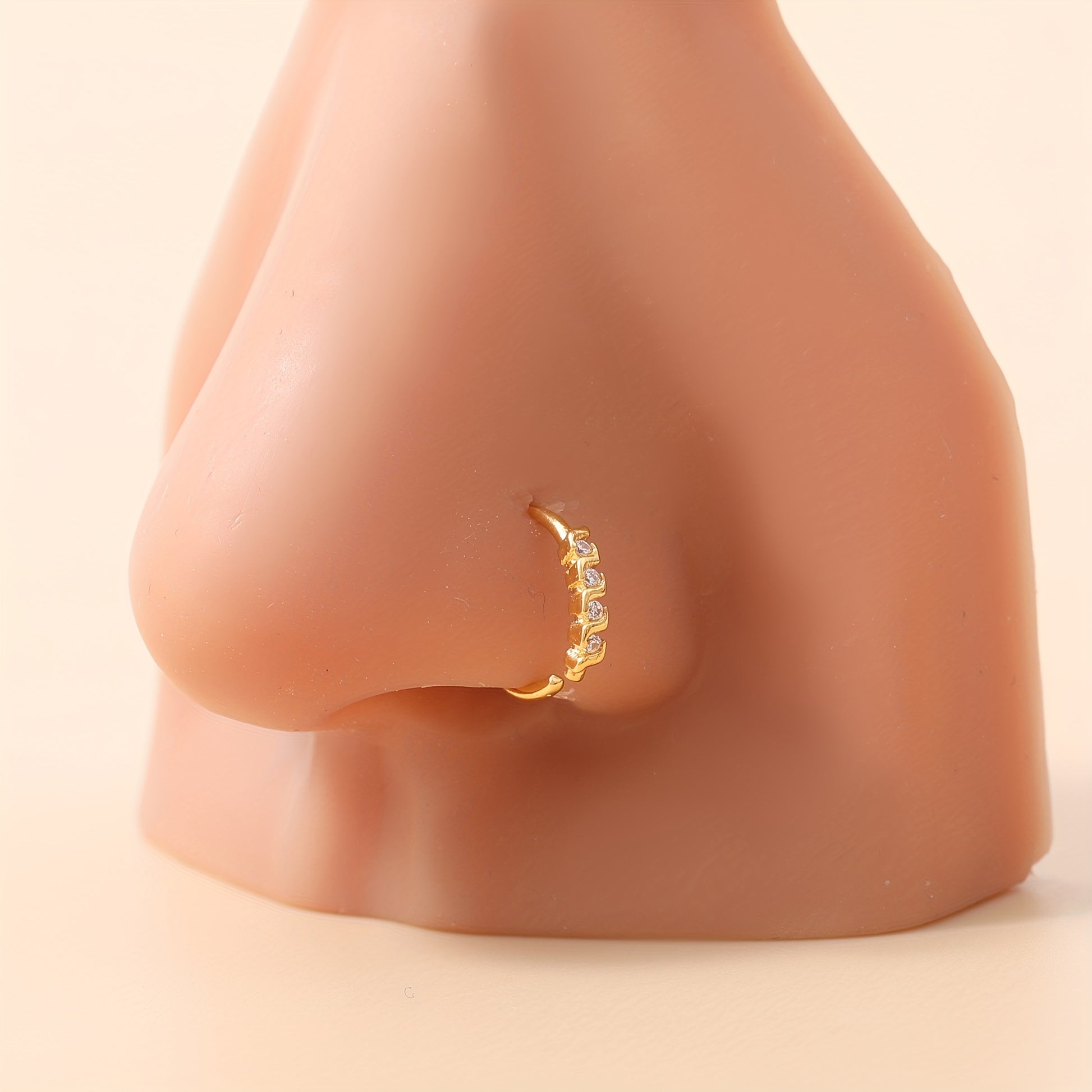 4pcs Women's Minimalist Fashion Copper Plum Blossom Corrugated Square And Stitched Braided, Wrap Style Nose Ring Studs for Daily Wear, Decorative Rings Charming Party Gift For Girls, Fashion Piercing For Christmas