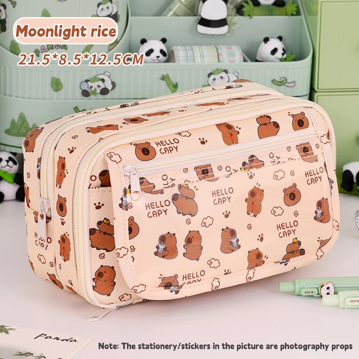 Kawaii Transparent Pencil Bag Large Capacity Korean School Organizer with 5 Compartments Waterproof Cosmetic Storage for Teens