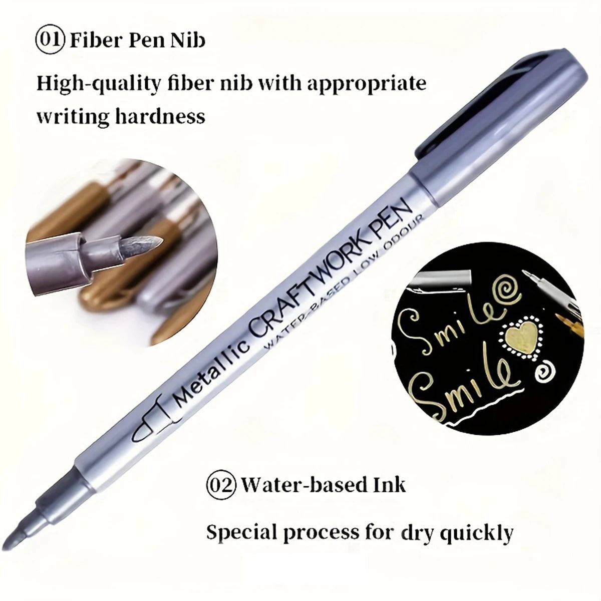 Metallic Markers Pens12/24/36 Colors Art Painting Pen for Wood Canvas Stone Rock Painting Glass Ceramic Surfaces DIY Crafts