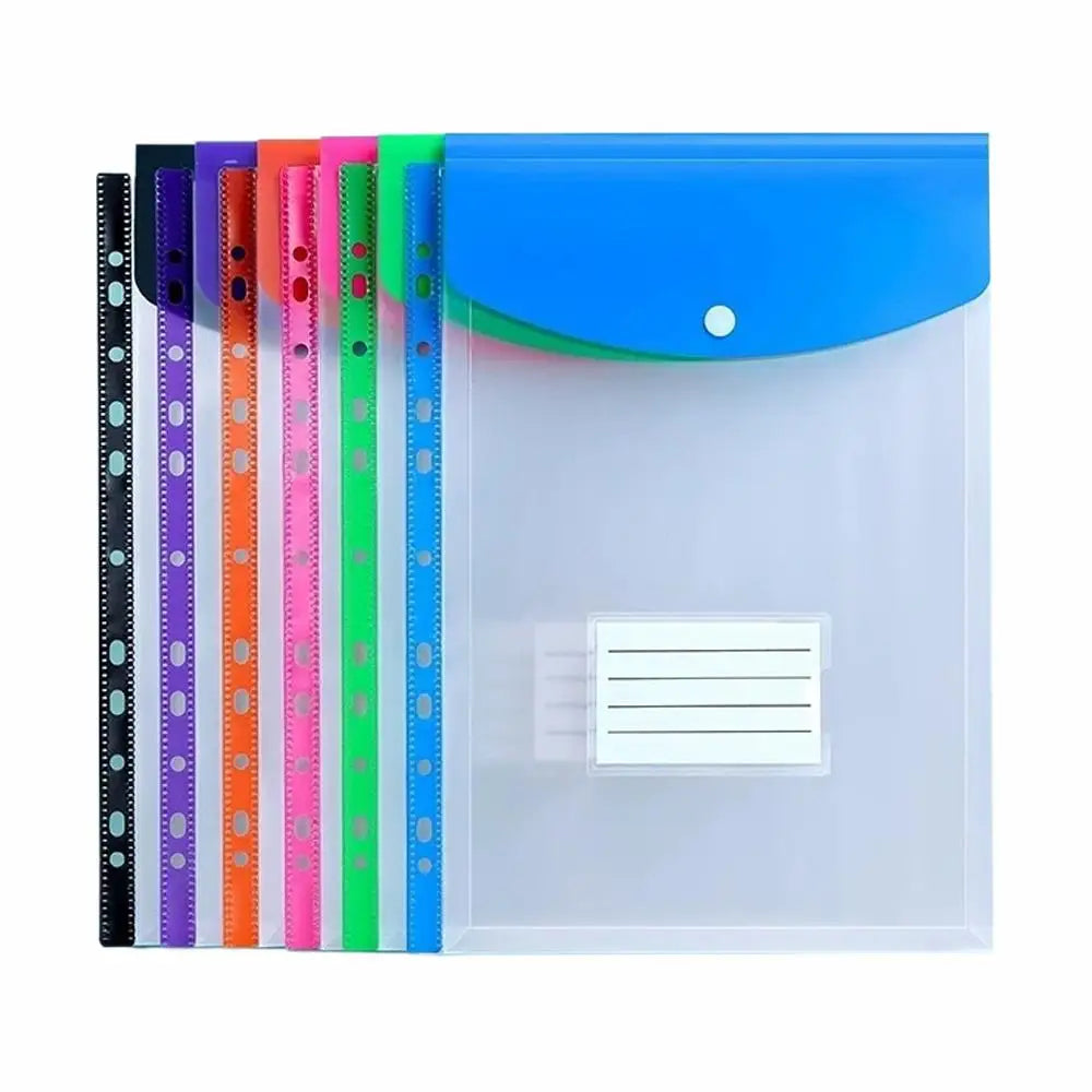 A4 High-Capacity Loose Leaf File Bags with 11-Hole Binder Rings Expandable Buckles & Label Slots for School Office Supplies
