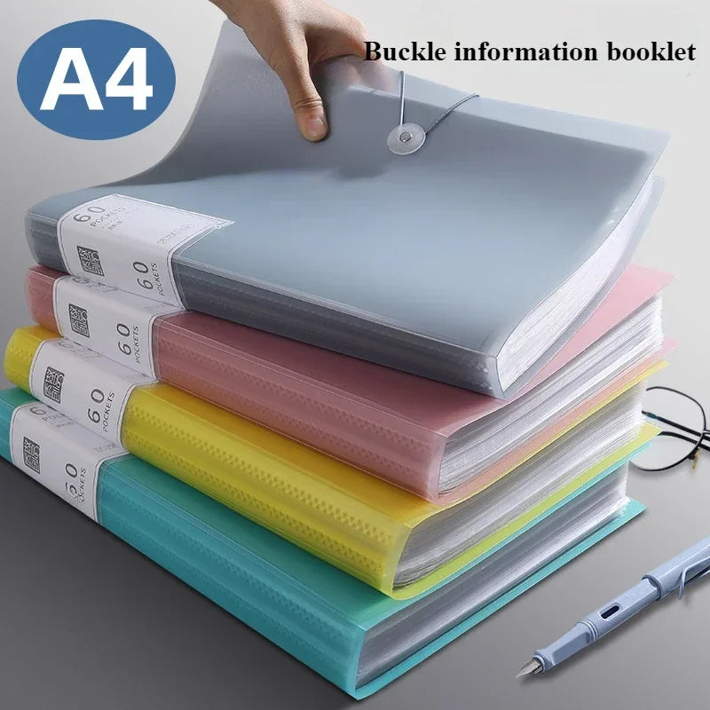 1Pack, A4 Document Organizer with 60 Transparent Pockets - Multi-Layer Office and School Storage Folder Desk Organizer Binder