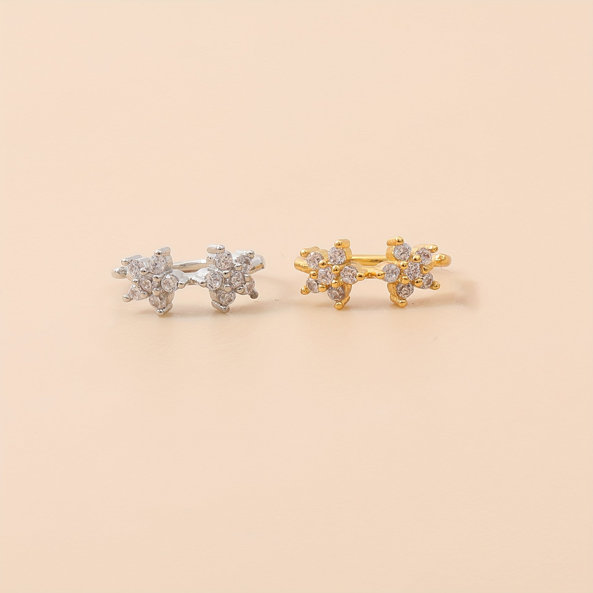 4pcs Women's Minimalist Fashion Copper Plum Blossom Corrugated Square And Stitched Braided, Wrap Style Nose Ring Studs for Daily Wear, Decorative Rings Charming Party Gift For Girls, Fashion Piercing For Christmas