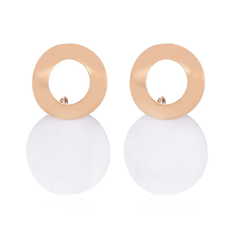 Fashion Earrings Black White round Circle Geometric Metal Earrings for Women Punk Metal Earring Trendy Jewelry Wholesale 024