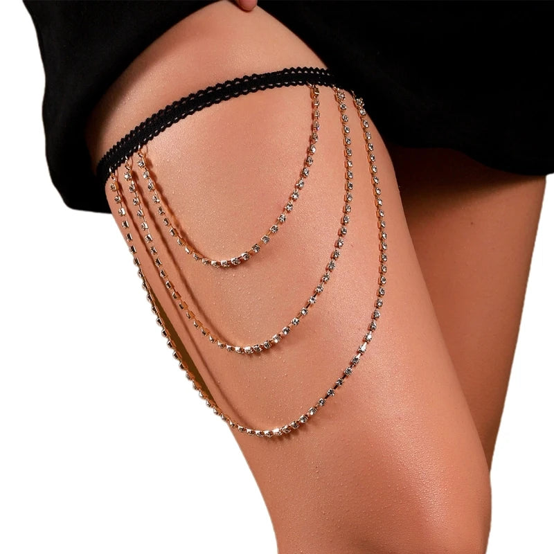 Shinning Boho Style Multi Layer Leg Harness Chain Gothic Thigh Chain for Bikini Dropshipping