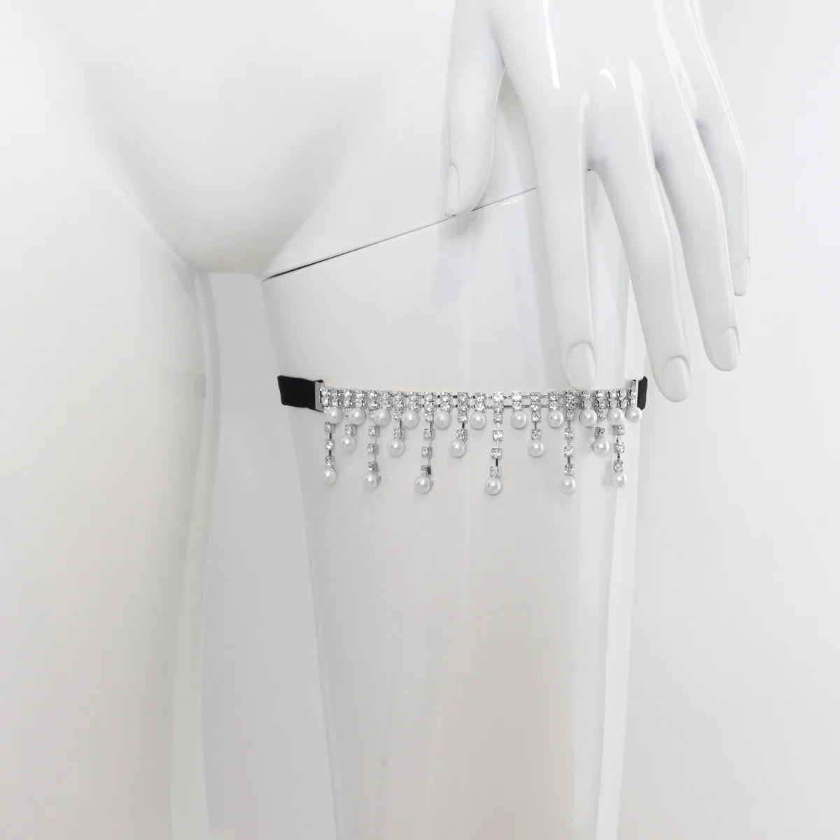 Fashionable Double-Layer Sexy Style Tassel Rhinestone Leg Chain Summer Beach Women'S Body Chain Jewelry