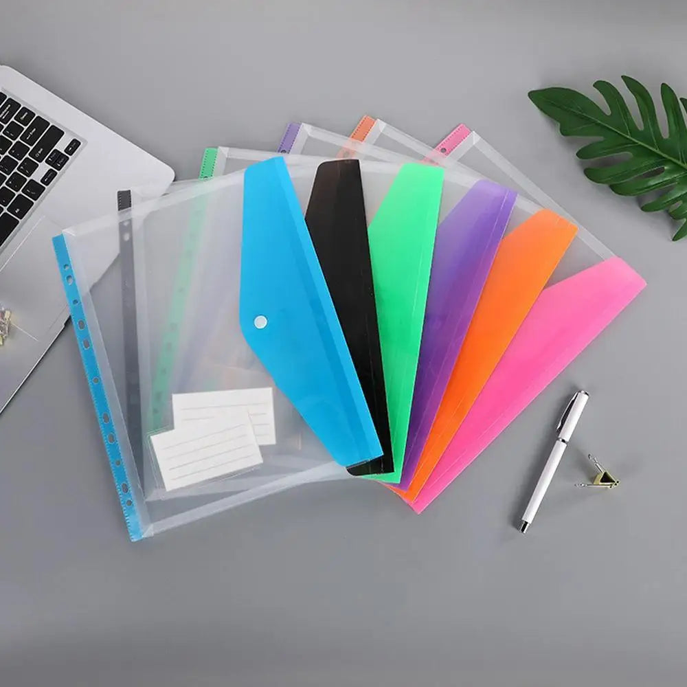 A4 High-Capacity Loose Leaf File Bags with 11-Hole Binder Rings Expandable Buckles & Label Slots for School Office Supplies