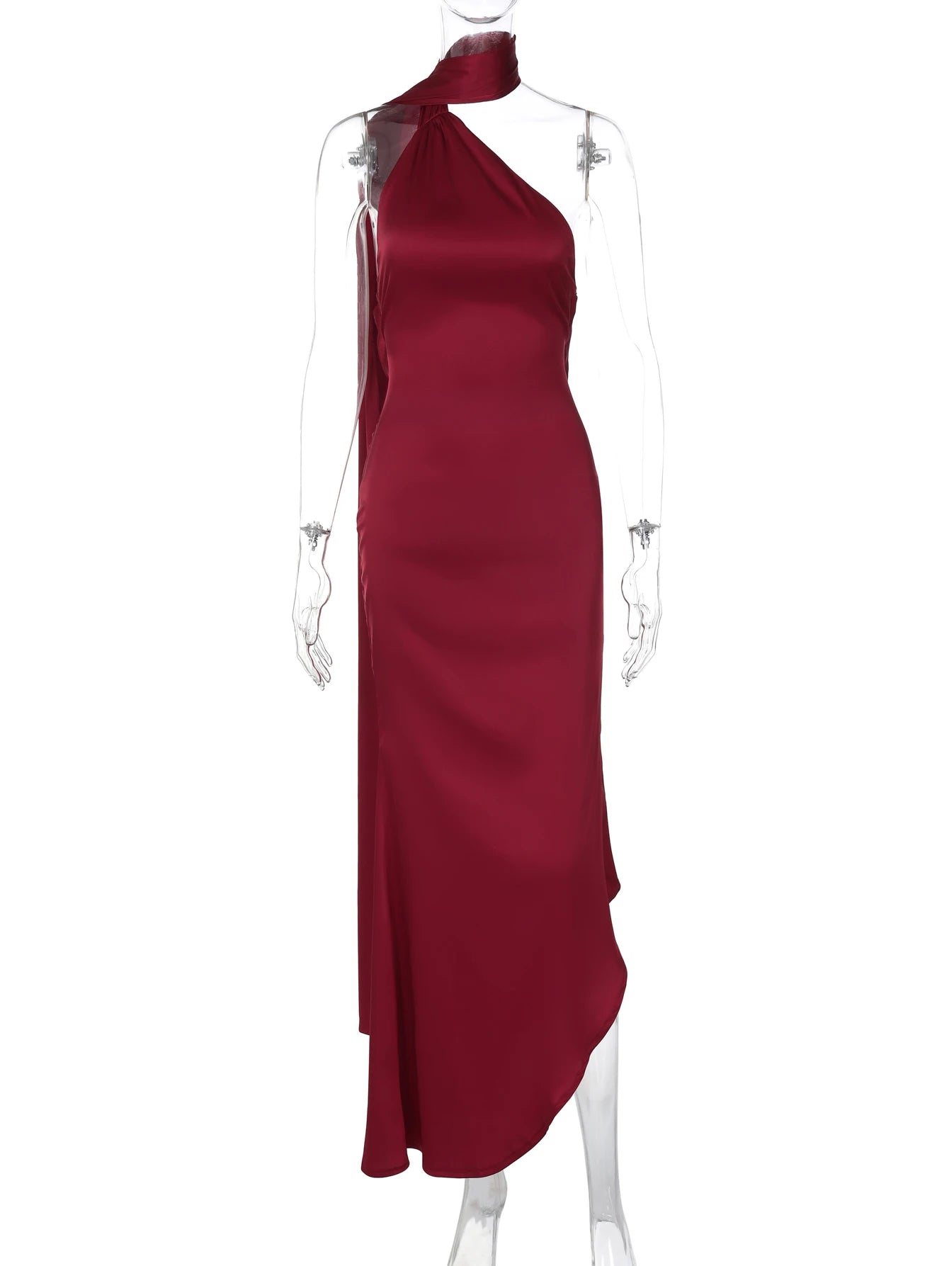 Halter Satin Solid Sleeveless Backless Lace up Sexy Bodycon Maxi Dress Summer Women Y2K Clothes Wedding Birthday Party