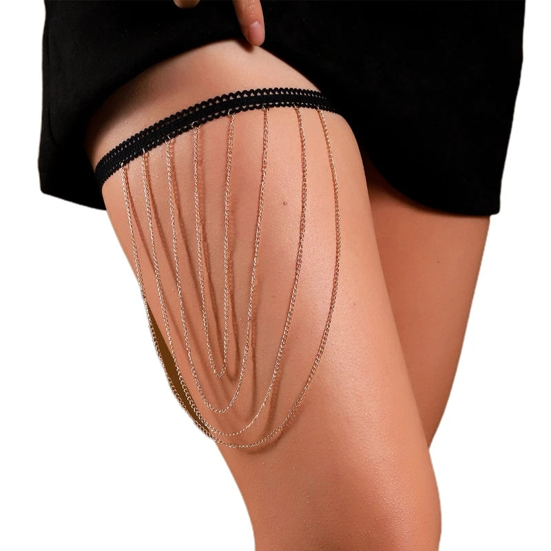 Shinning Boho Style Multi Layer Leg Harness Chain Gothic Thigh Chain for Bikini Dropshipping