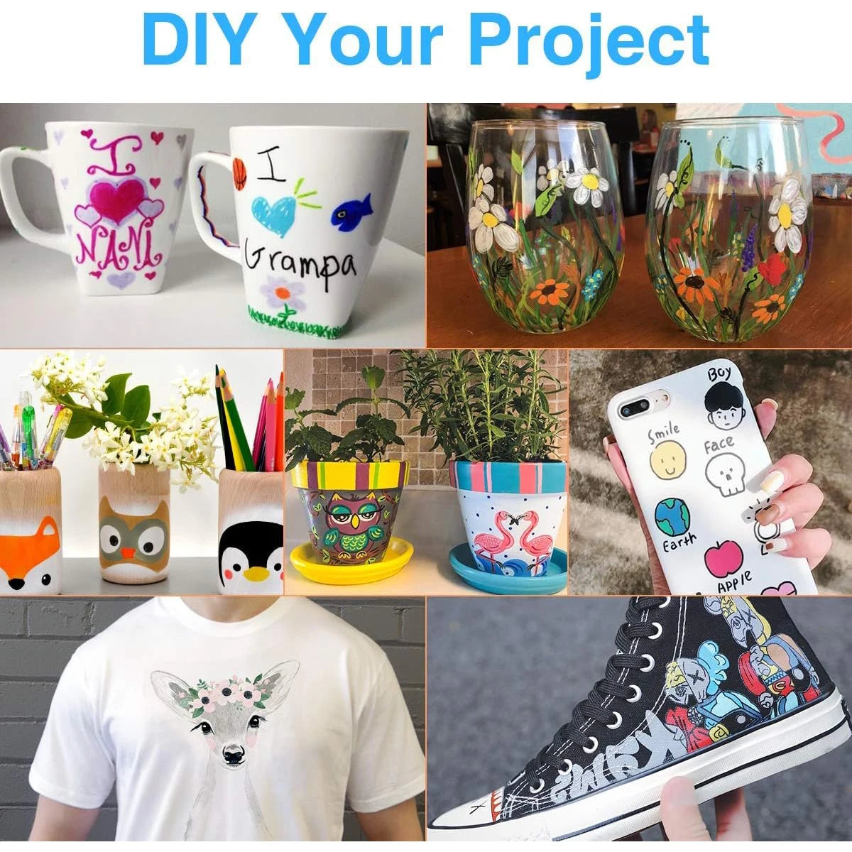 Metallic Markers Pens12/24/36 Colors Art Painting Pen for Wood Canvas Stone Rock Painting Glass Ceramic Surfaces DIY Crafts