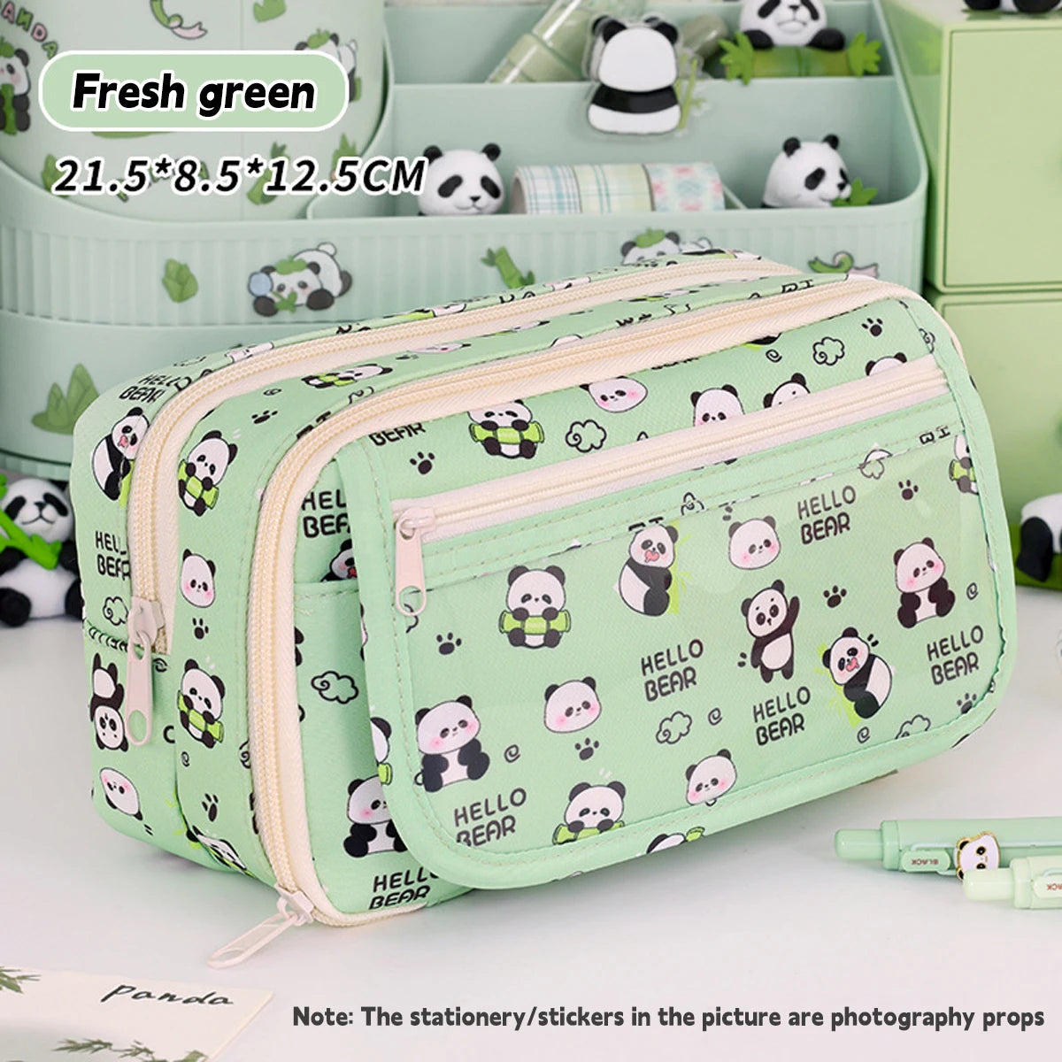 Kawaii Transparent Pencil Bag Large Capacity Korean School Organizer with 5 Compartments Waterproof Cosmetic Storage for Teens
