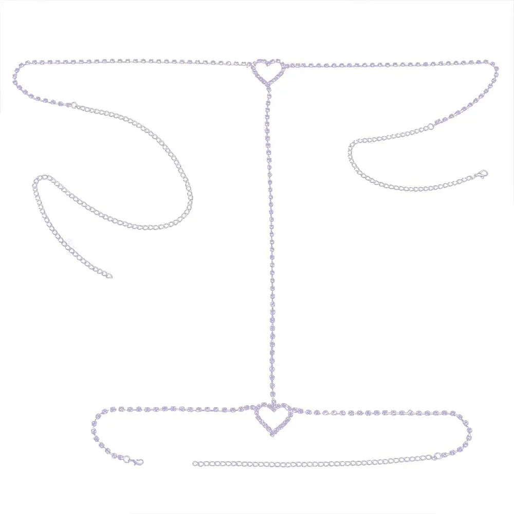 Beach Rhinestone Heart Thigh Chain Sexy Leg Women Bling Crystal Body Chain Waist Belly Rave Outfit Thigh Nightclub Dancer Gifts