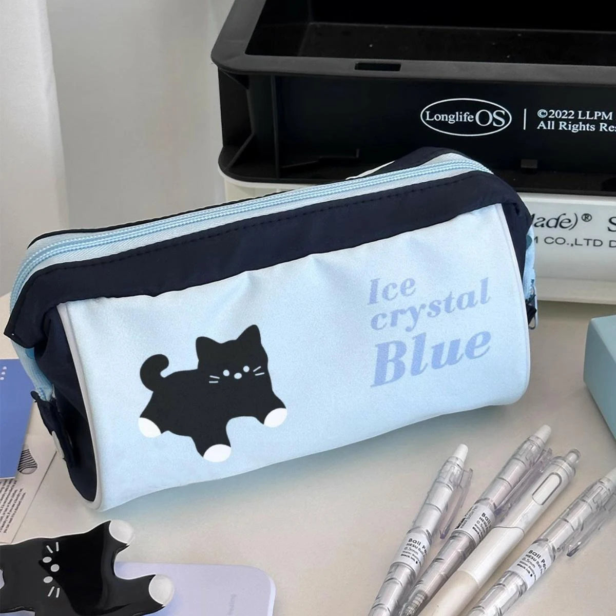 Multilayer Cute Dog Print Modular Pencil Case Ins Style Large Capacity Eco-Friendly Student Stationery Organizer & Makeup Bag